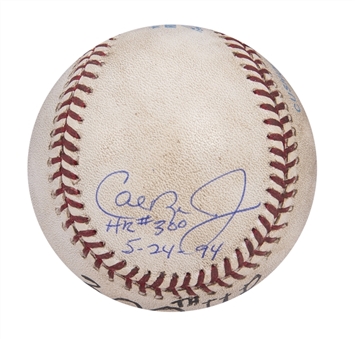 1994 Cal Ripken Jr. 300th Career Home Run Game Used and Signed OAL Brown Baseball Used on 5/24/94 (Ripken LOA)